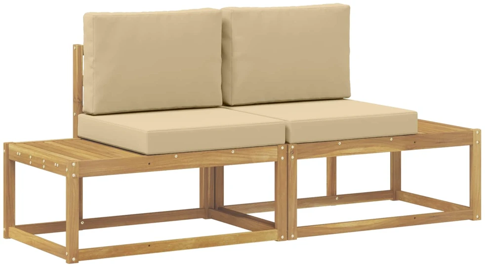 Lauko galinė sofa 2 Vienetas Balta Kietos akacijos mediena