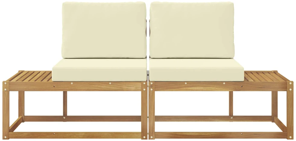 Lauko galinė sofa 2 Vienetas Balta Kietos akacijos mediena