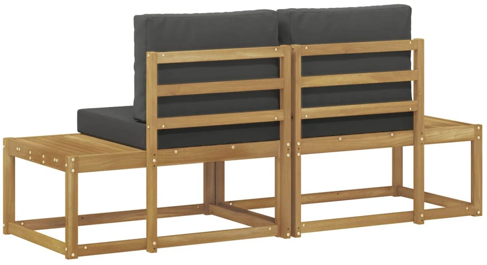Lauko galinė sofa 2 Vienetas Balta Kietos akacijos mediena