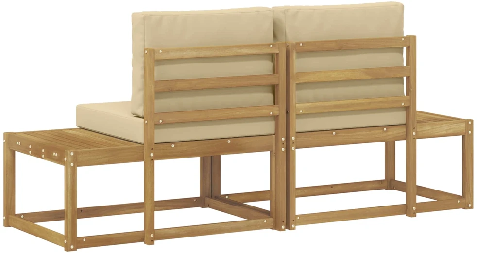 Lauko galinė sofa 2 Vienetas Balta Kietos akacijos mediena