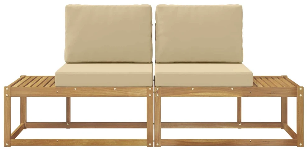 Lauko galinė sofa 2 Vienetas Balta Kietos akacijos mediena