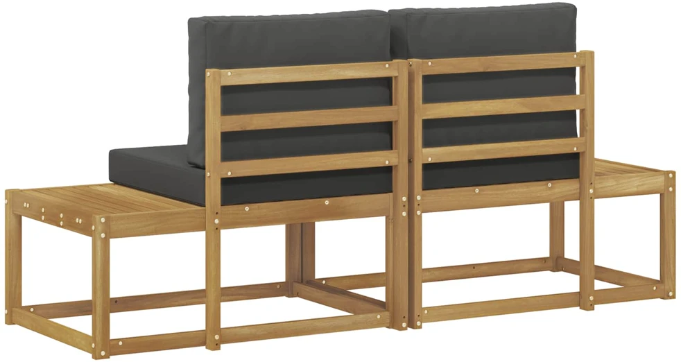 Lauko galinė sofa 2 Vienetas Balta Kietos akacijos mediena