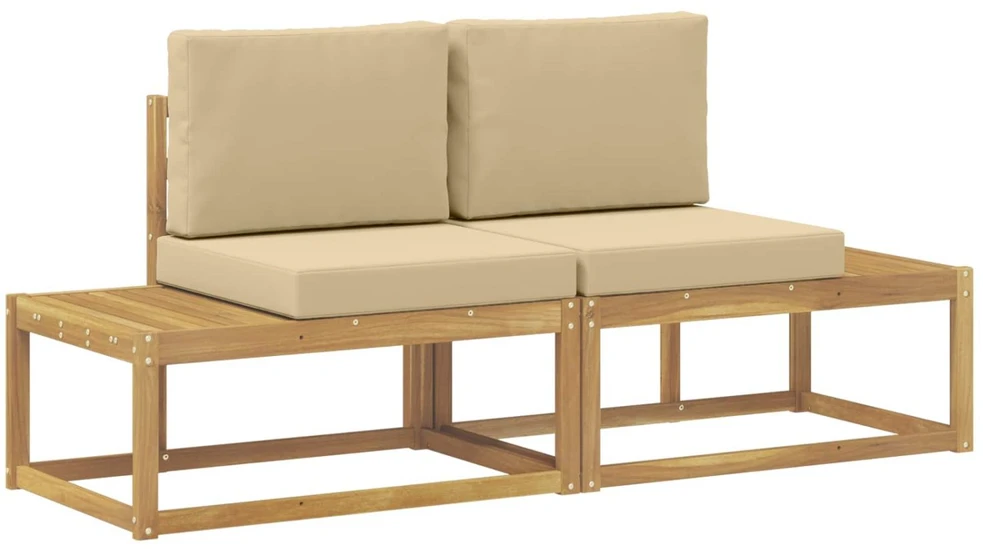 Lauko galinė sofa 2 Vienetas Balta Kietos akacijos mediena