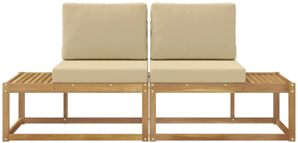 Lauko galinė sofa 2 Vienetas Balta Kietos akacijos mediena