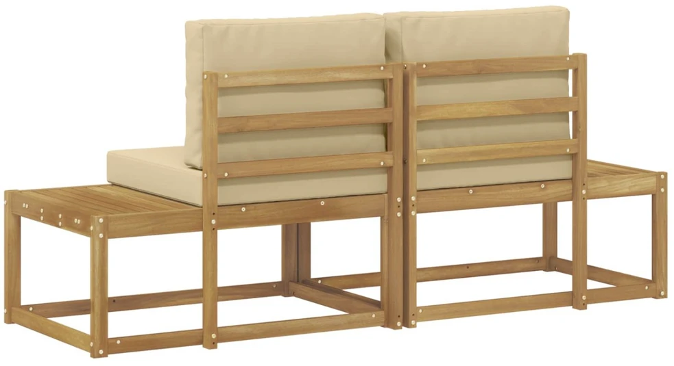 Lauko galinė sofa 2 Vienetas Balta Kietos akacijos mediena