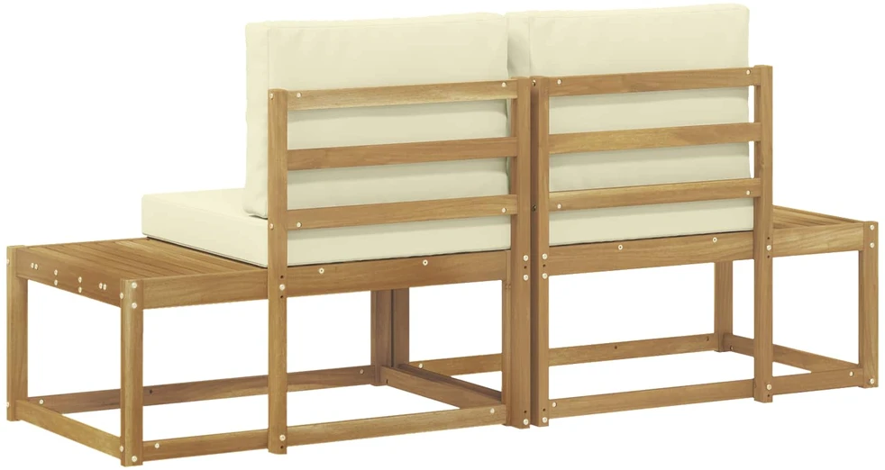Lauko galinė sofa 2 Vienetas Balta Kietos akacijos mediena