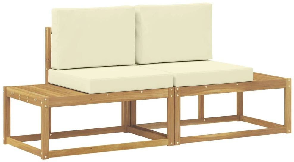Lauko galinė sofa 2 Vienetas Balta Kietos akacijos mediena