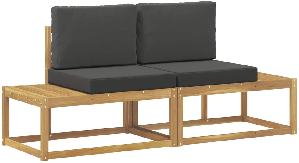 Lauko galinė sofa 2 Vienetas Balta Kietos akacijos mediena