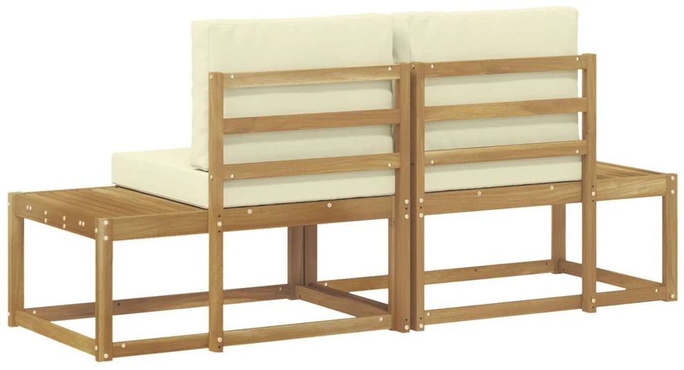 Lauko galinė sofa 2 Vienetas Balta Kietos akacijos mediena