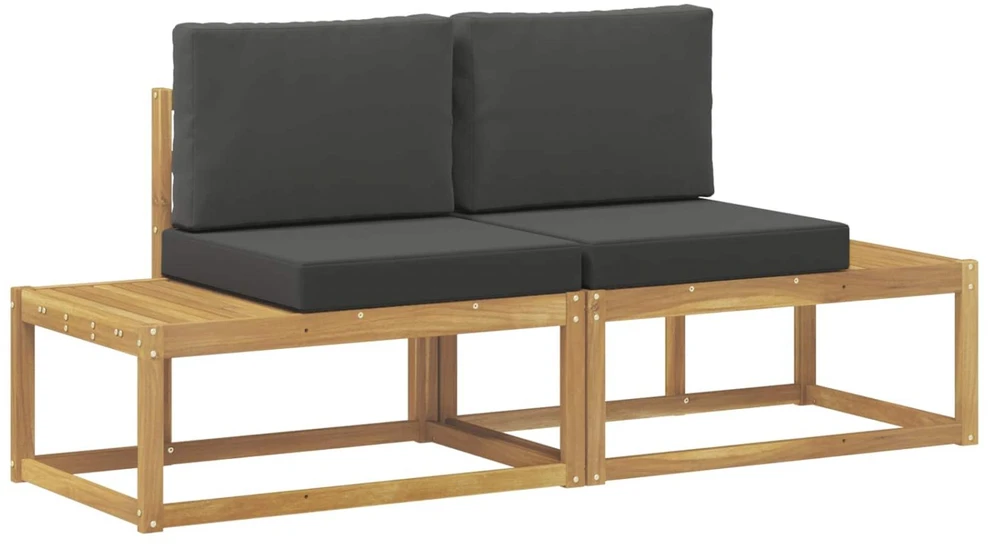 Lauko galinė sofa 2 Vienetas Balta Kietos akacijos mediena