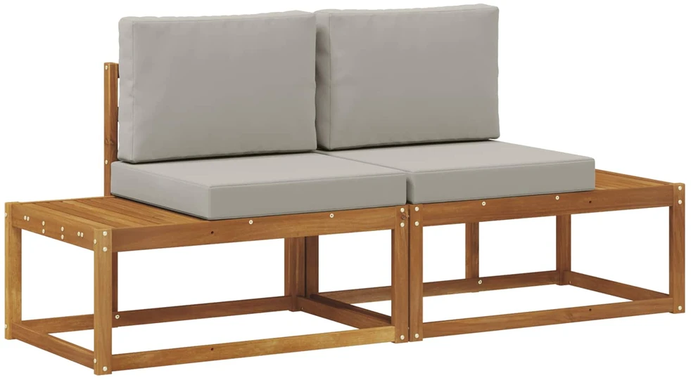 Lauko galinė sofa 2 Vienetas Natūrali ir šviesiai pilka