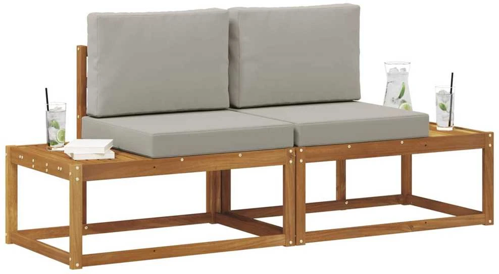 Lauko galinė sofa 2 Vienetas Natūrali ir šviesiai pilka
