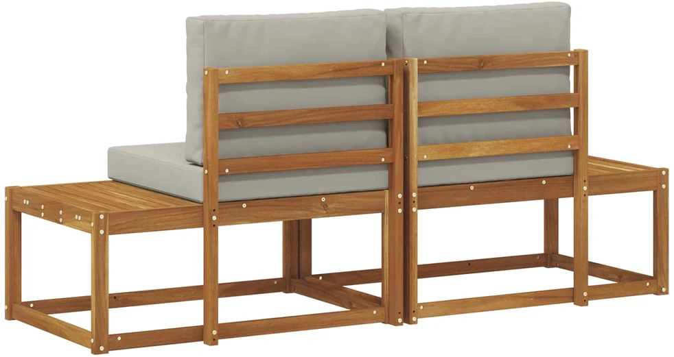 Lauko galinė sofa 2 Vienetas Natūrali ir šviesiai pilka
