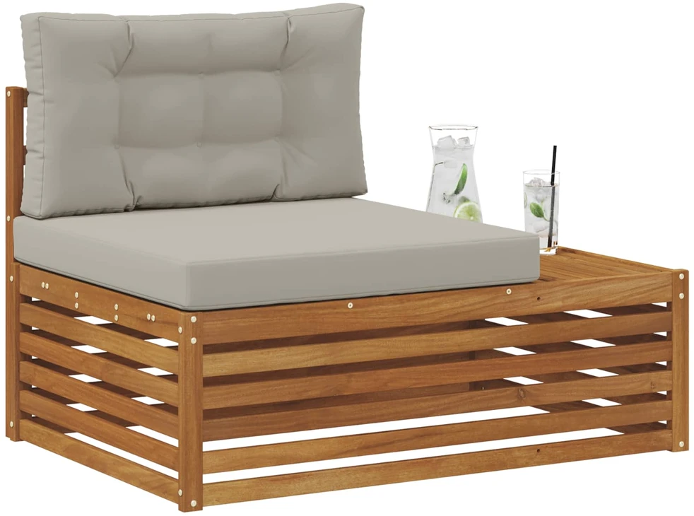 Lauko galinė sofa 3 Vienetas Natūrali ir šviesiai pilka