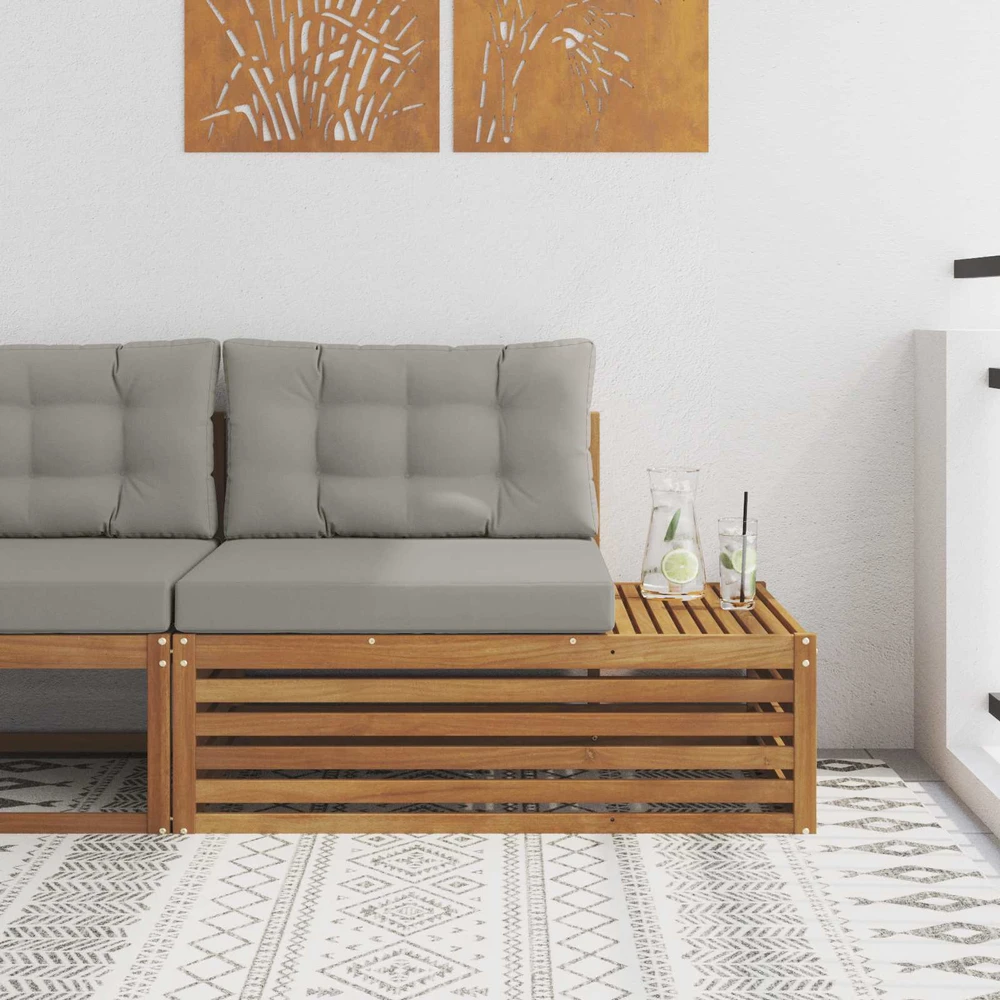 Lauko galinė sofa 3 Vienetas Natūrali ir šviesiai pilka