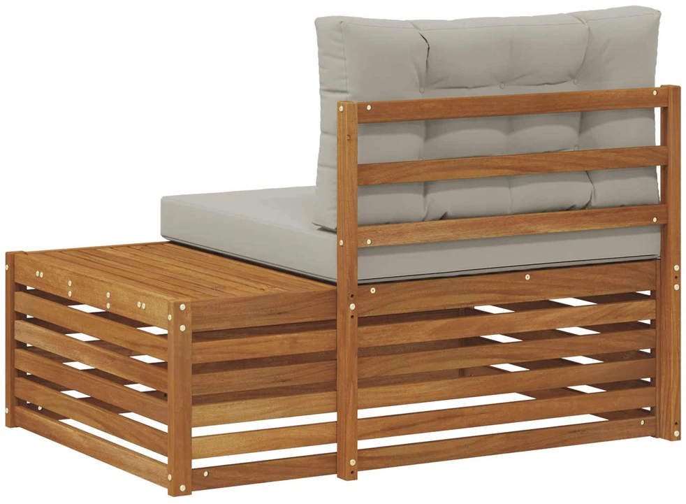 Lauko galinė sofa 3 Vienetas Natūrali ir šviesiai pilka