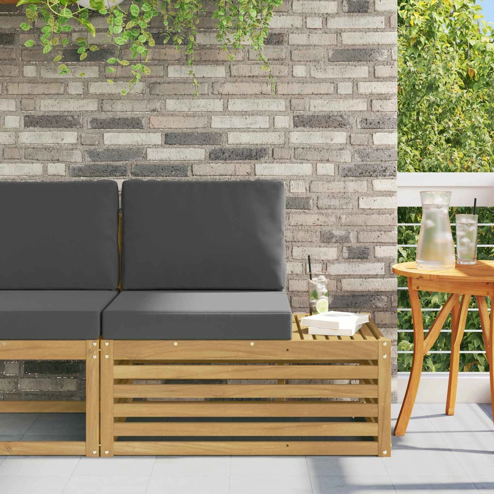Lauko galinė sofa Balta 91 x 63 x 73 cm Kietos akacijos mediena