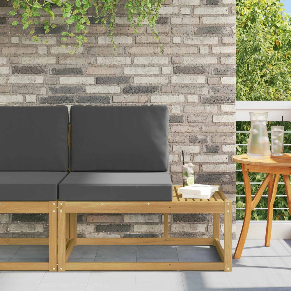 Lauko galinė sofa Balta 91 x 63 x 73 cm Kietos akacijos mediena