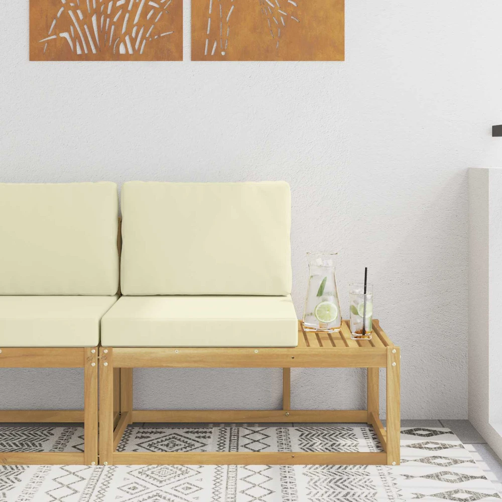 Lauko galinė sofa Balta 91 x 63 x 73 cm Kietos akacijos mediena