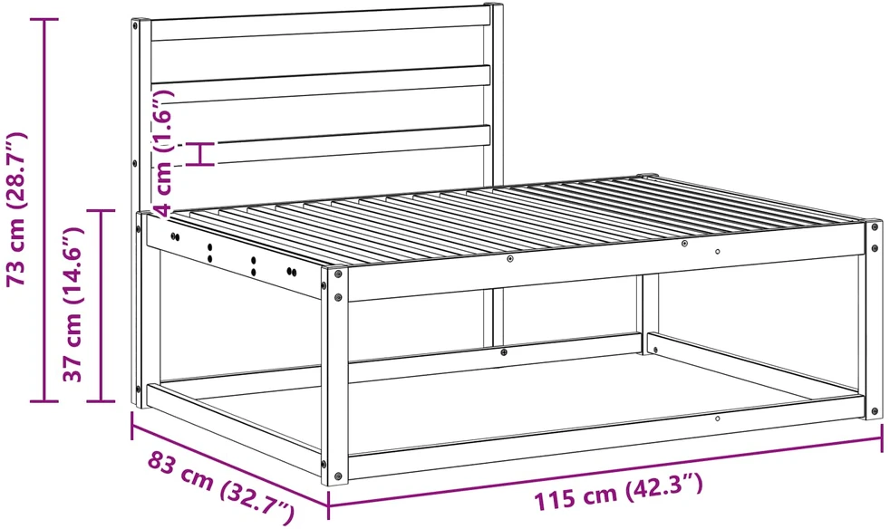 Lauko galinė sofa Natūrali 115 x 83 x 73 cm