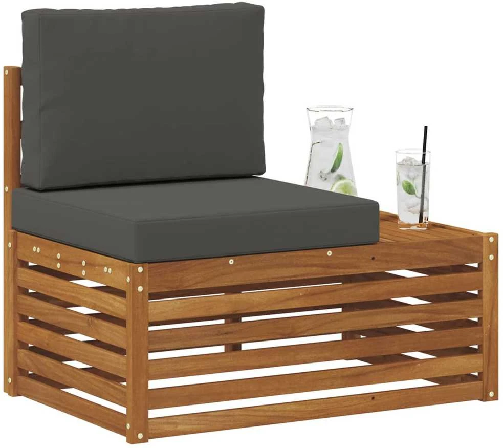 Lauko galinė sofa su pagalve Natūrali 91 x 63 x 73 cm