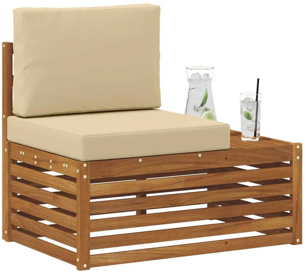 Lauko galinė sofa su pagalve Natūrali 91 x 63 x 73 cm
