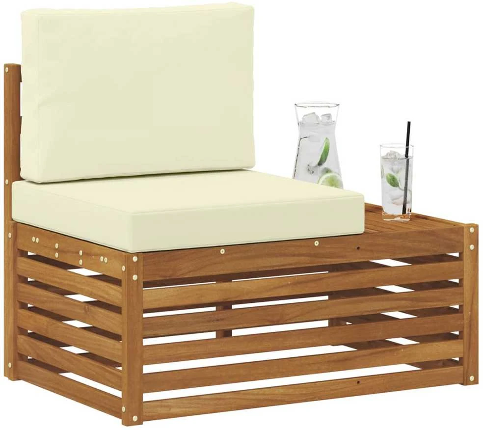 Lauko galinė sofa su pagalve Natūrali 91 x 63 x 73 cm