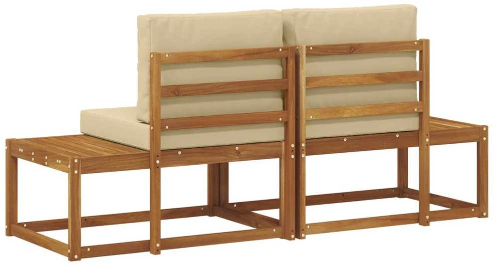 Lauko galinė sofa su pagalve 2 Vienetas Natūralus ir bežinis