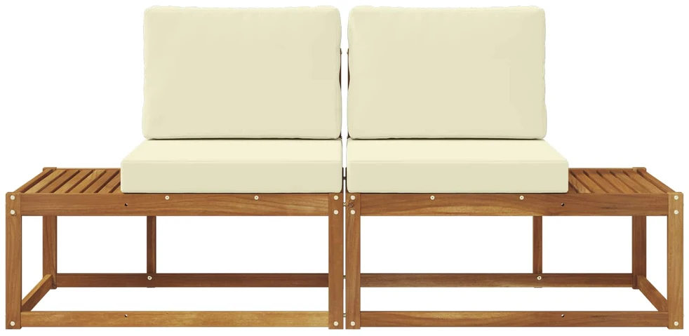 Lauko galinė sofa su pagalve 2 Vienetas Natūralus ir grietinėlė