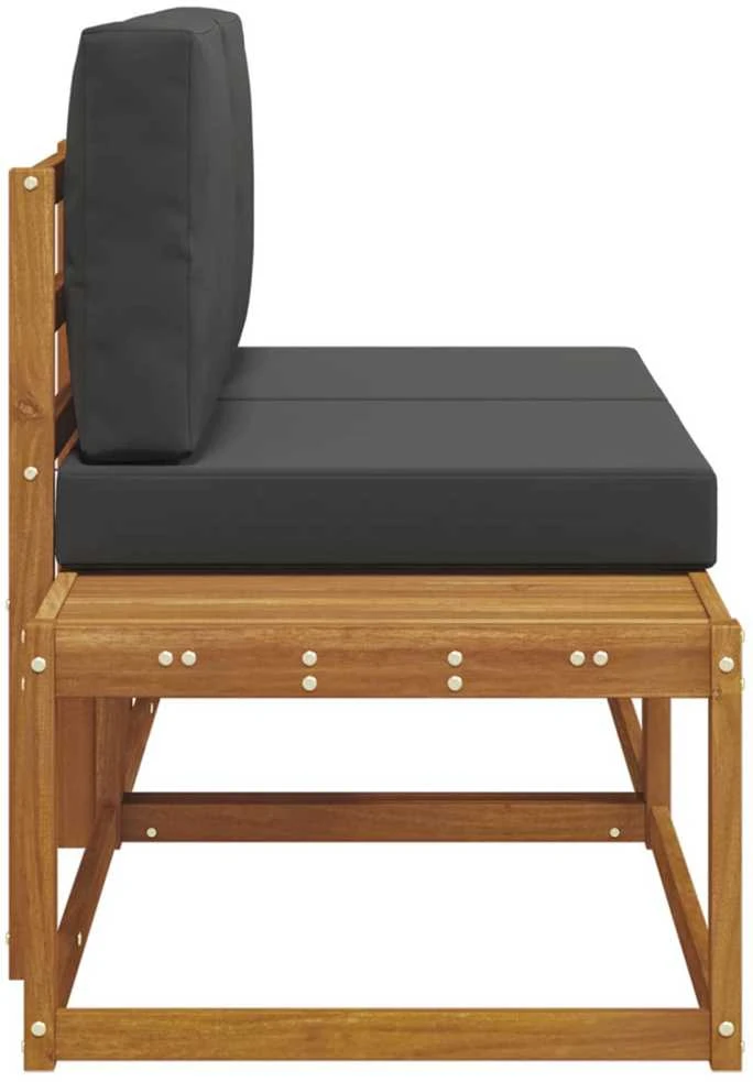 Lauko galinė sofa su pagalve 2 Vienetas Natūralus ir antracitas