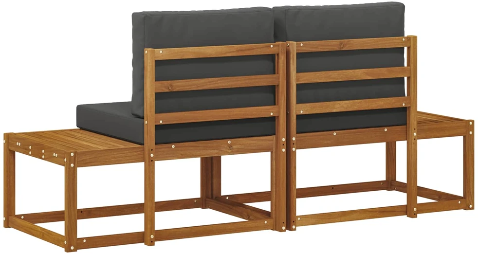 Lauko galinė sofa su pagalve 2 Vienetas Natūralus ir antracitas