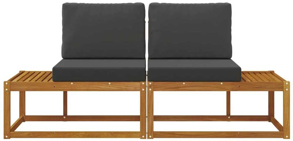 Lauko galinė sofa su pagalve 2 Vienetas Natūralus ir antracitas
