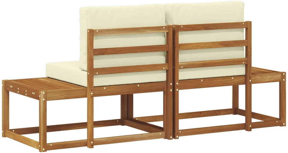 Lauko galinė sofa su pagalve 2 Vienetas Natūralus ir grietinėlė