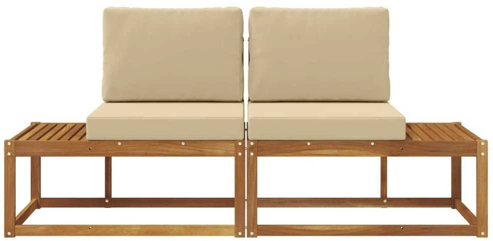 Lauko galinė sofa su pagalve 2 Vienetas Natūralus ir bežinis