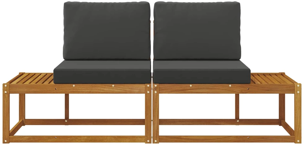 Lauko galinė sofa su pagalve 2 Vienetas Natūralus ir antracitas