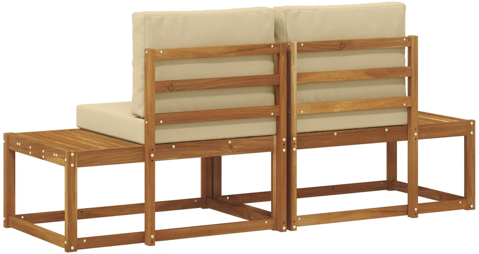 Lauko galinė sofa su pagalve 2 Vienetas Natūralus ir bežinis