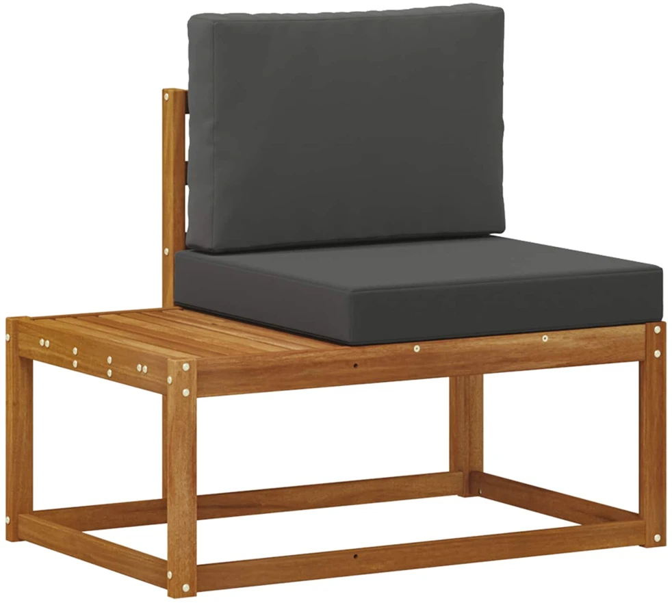Lauko galinė sofa su pagalve 2 Vienetas Natūralus ir antracitas