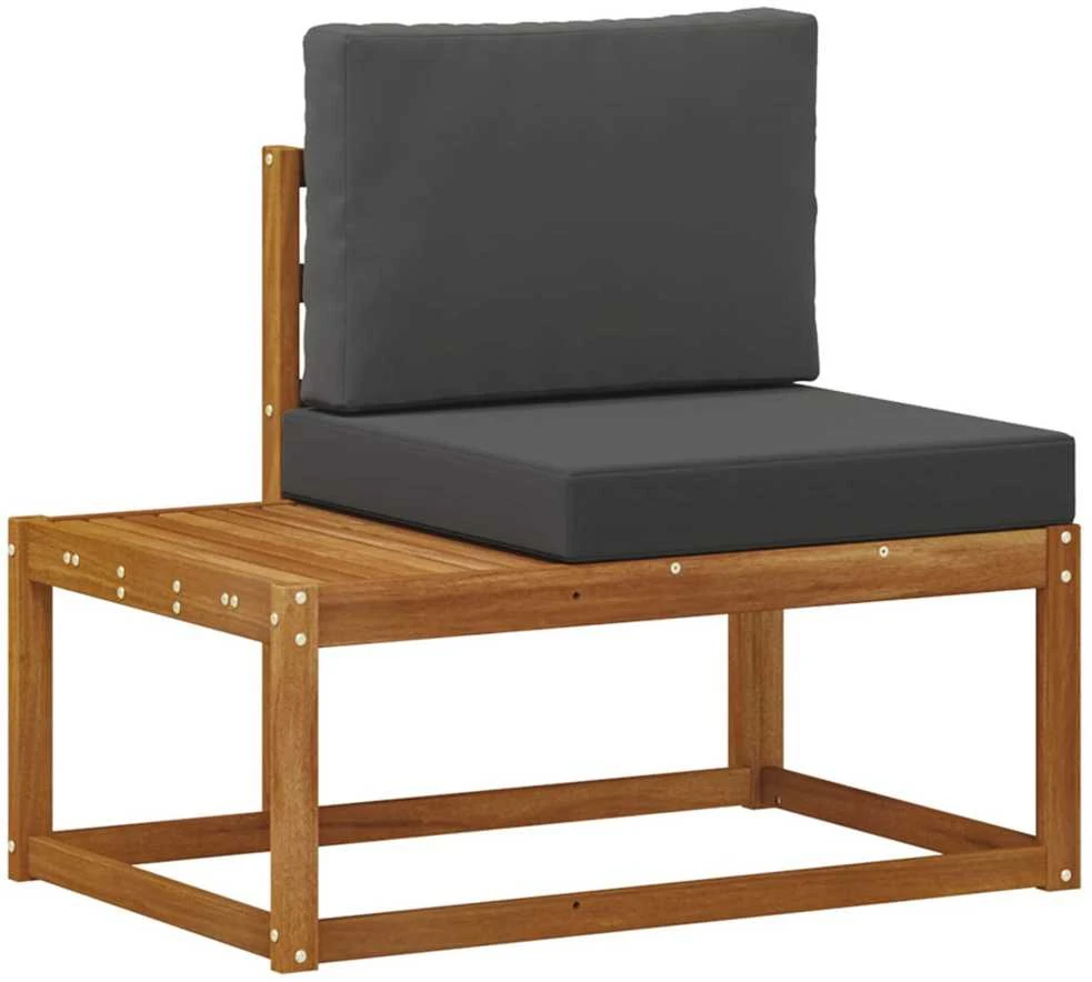 Lauko galinė sofa su pagalve 2 Vienetas Natūralus ir antracitas