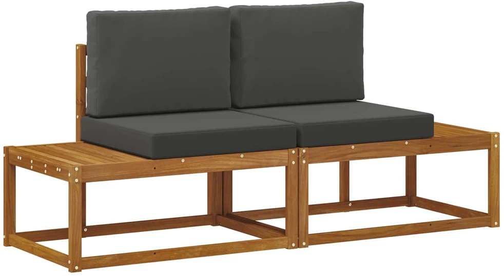 Lauko galinė sofa su pagalve 2 Vienetas Natūralus ir antracitas