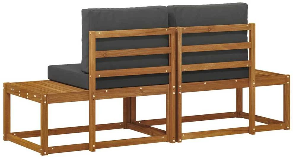 Lauko galinė sofa su pagalve 2 Vienetas Natūralus ir antracitas