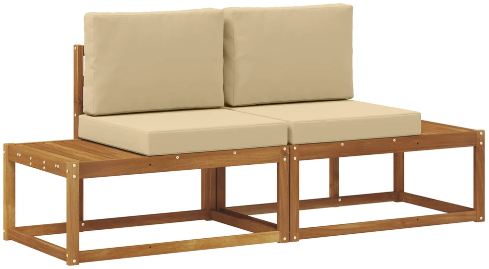 Lauko galinė sofa su pagalve 2 Vienetas Natūralus ir bežinis