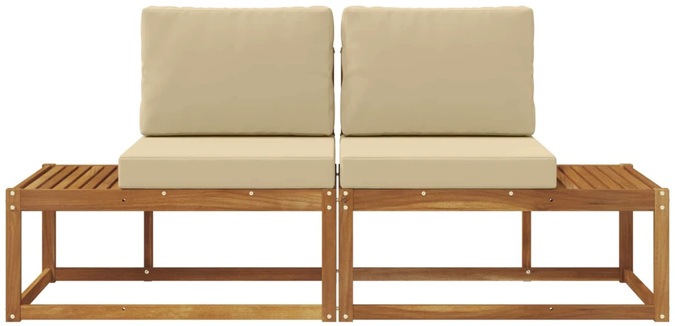 Lauko galinė sofa su pagalve 2 Vienetas Natūralus ir bežinis