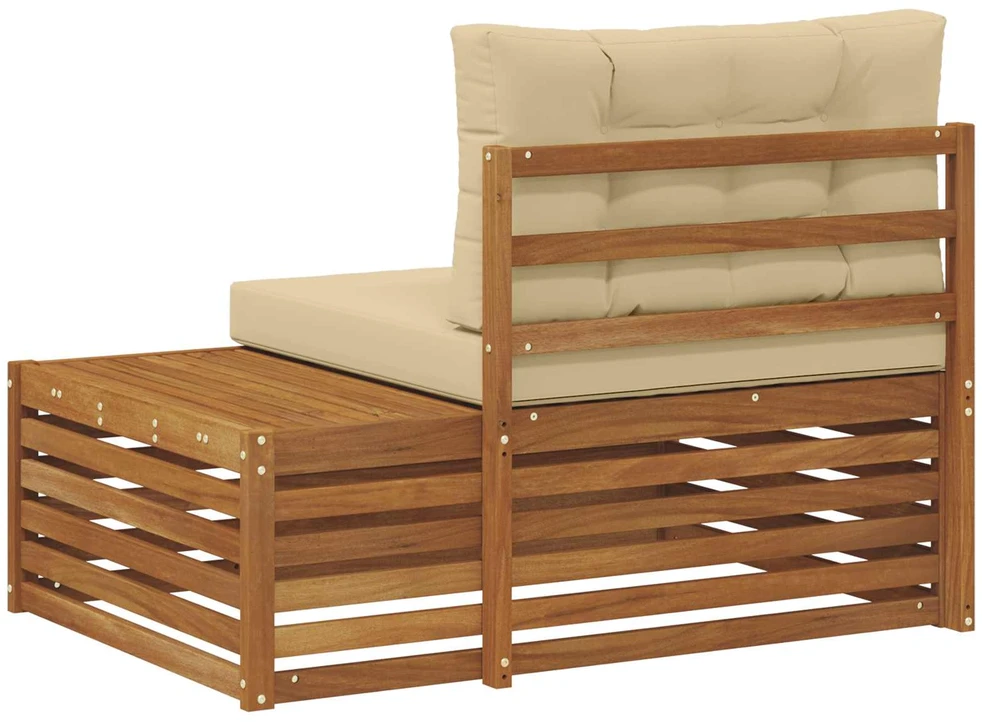Lauko galinė sofa su pagalve 3 Vienetas Natūralus ir bežinis