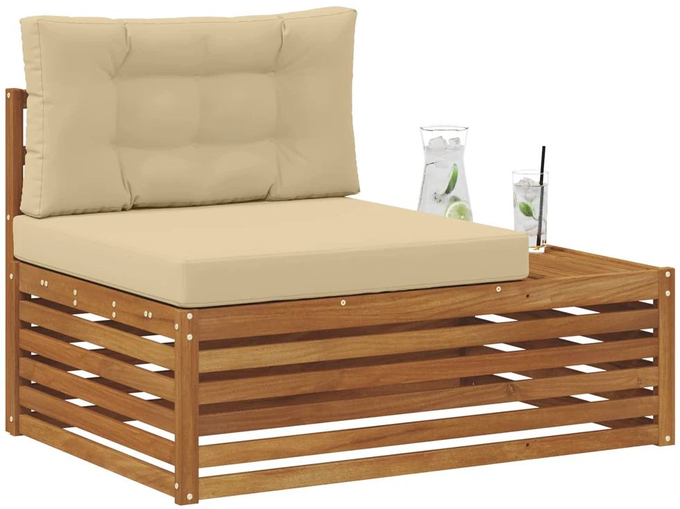 Lauko galinė sofa su pagalve 3 Vienetas Natūralus ir bežinis