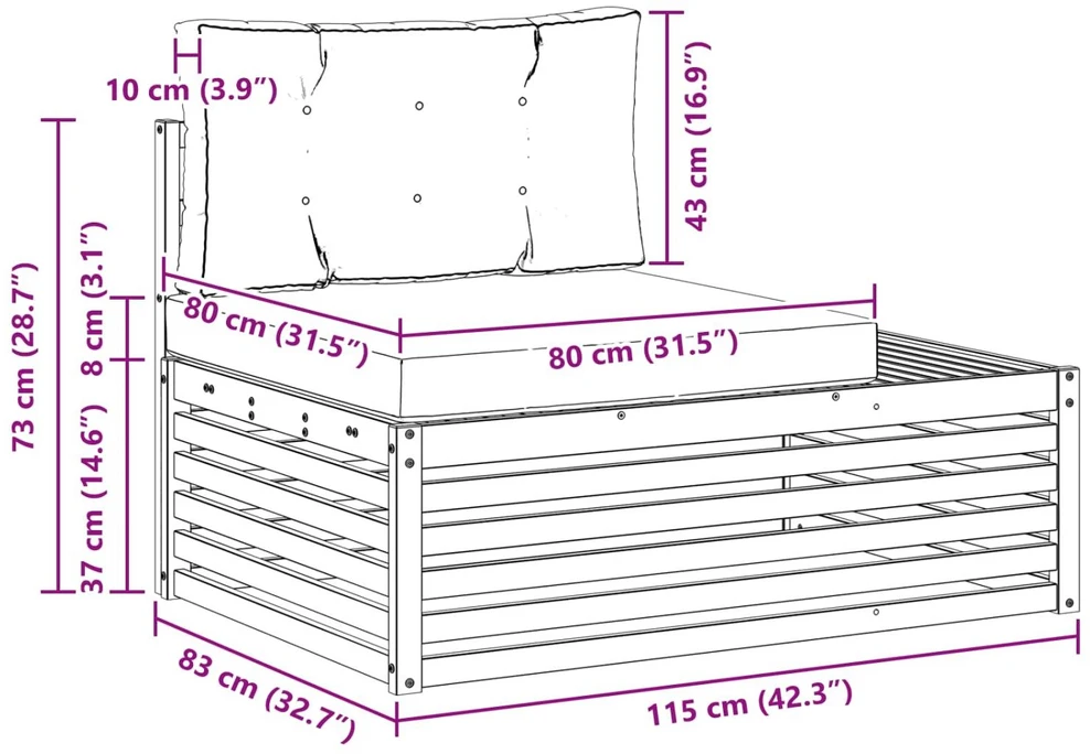 Lauko galinė sofa Kietos akacijos mediena Balta