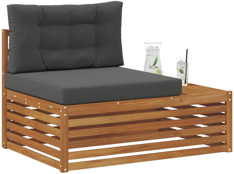 Lauko galinė sofa su pagalve Natūrali 115 x 83 x 73 cm