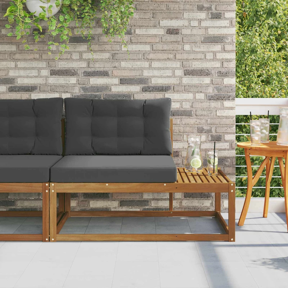 Lauko galinė sofa su pagalve Natūrali 115 x 83 x 73 cm