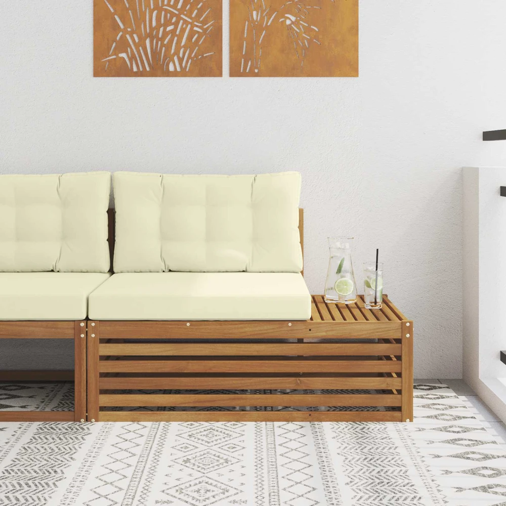 Lauko galinė sofa su pagalve Natūrali 115 x 83 x 73 cm
