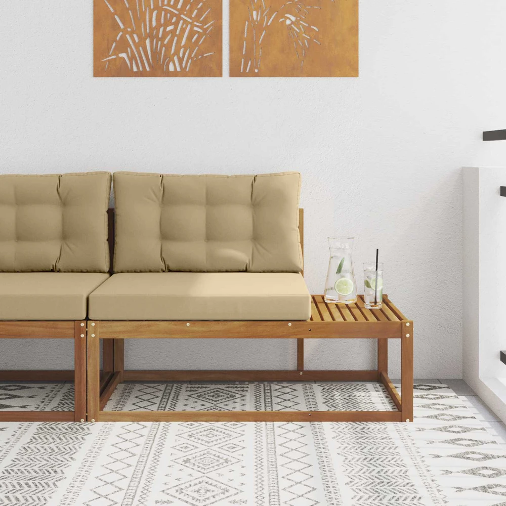 Lauko galinė sofa su pagalve Natūrali 115 x 83 x 73 cm