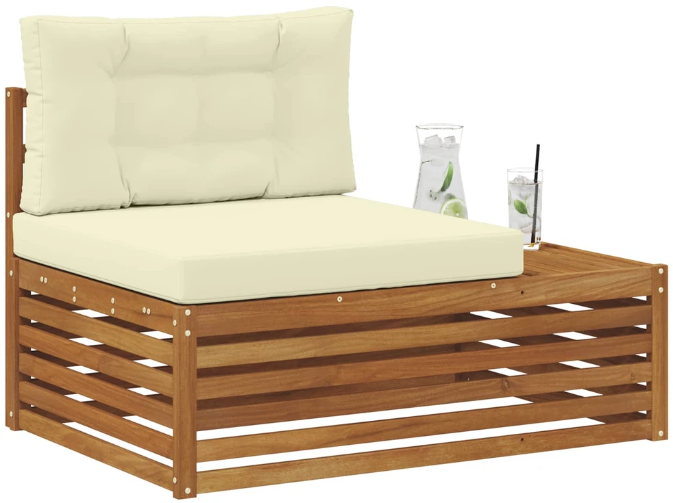 Lauko galinė sofa su pagalve Natūrali 115 x 83 x 73 cm